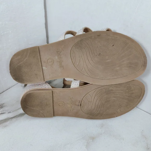 Cat & Jack Girls' Rainee Blush Rhinestone Gladiator Sandals, Sz 1 - Picture 10 of 12